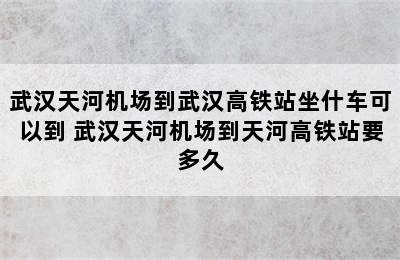 武汉天河机场到武汉高铁站坐什车可以到 武汉天河机场到天河高铁站要多久